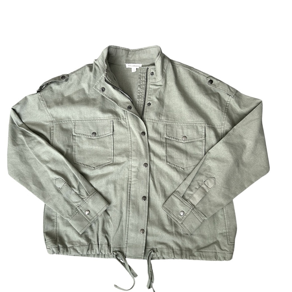 5/$25 BLU pepper Women's Sage Green Lightweight Linen Blend Jacket size large